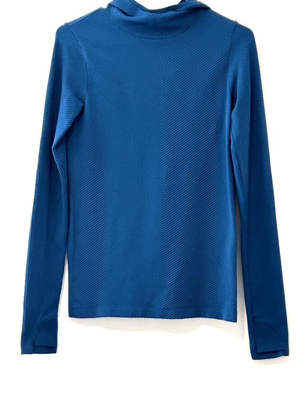 Athleta hooded top, blue-green color, size small